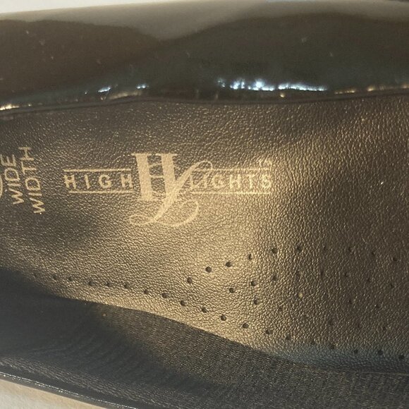 Highlights SZ 8W Black patent square toe block heel pumps vintage - Picture 7 of 7